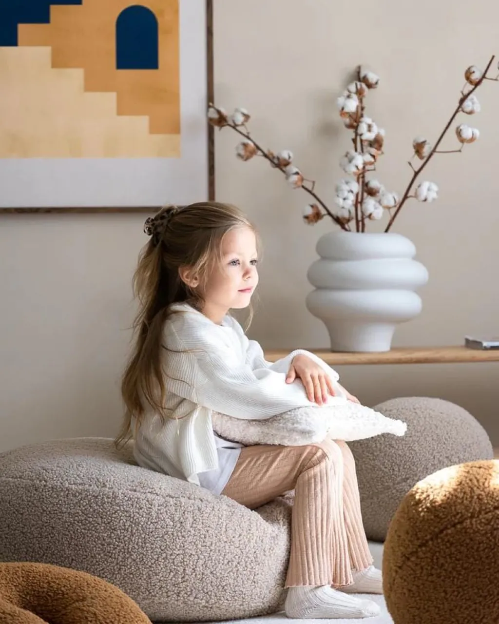 Wigiwama Ottoman Pouf - Biscuit -