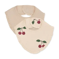 Konges Slojd 2-pack slabbetjes met fronsjes - Ma grande cerise - New