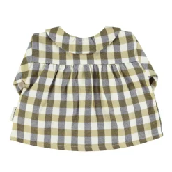 Piupiuchick Peter Pan collar blouse - brown checkered - Sale