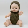 Yaarn Poppenkleding - Doll romper Lou - gehaakt katoen - Stone - Hot