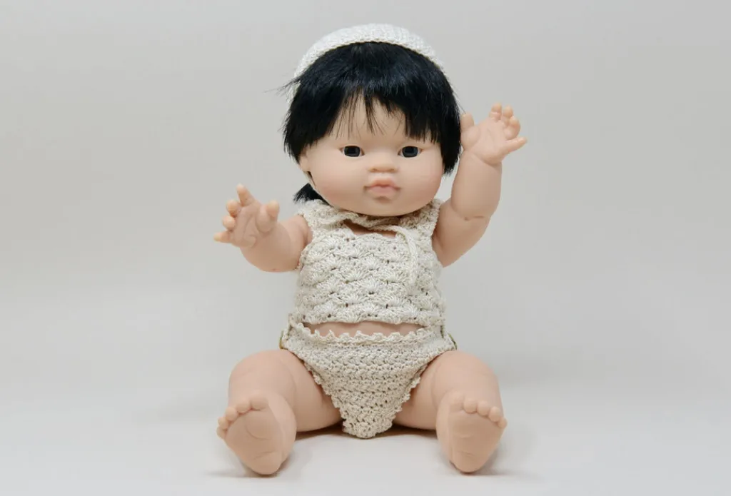 Yaarn Poppenkleding - Doll set top & bloomer August - gehaakt katoen - Beige - Online