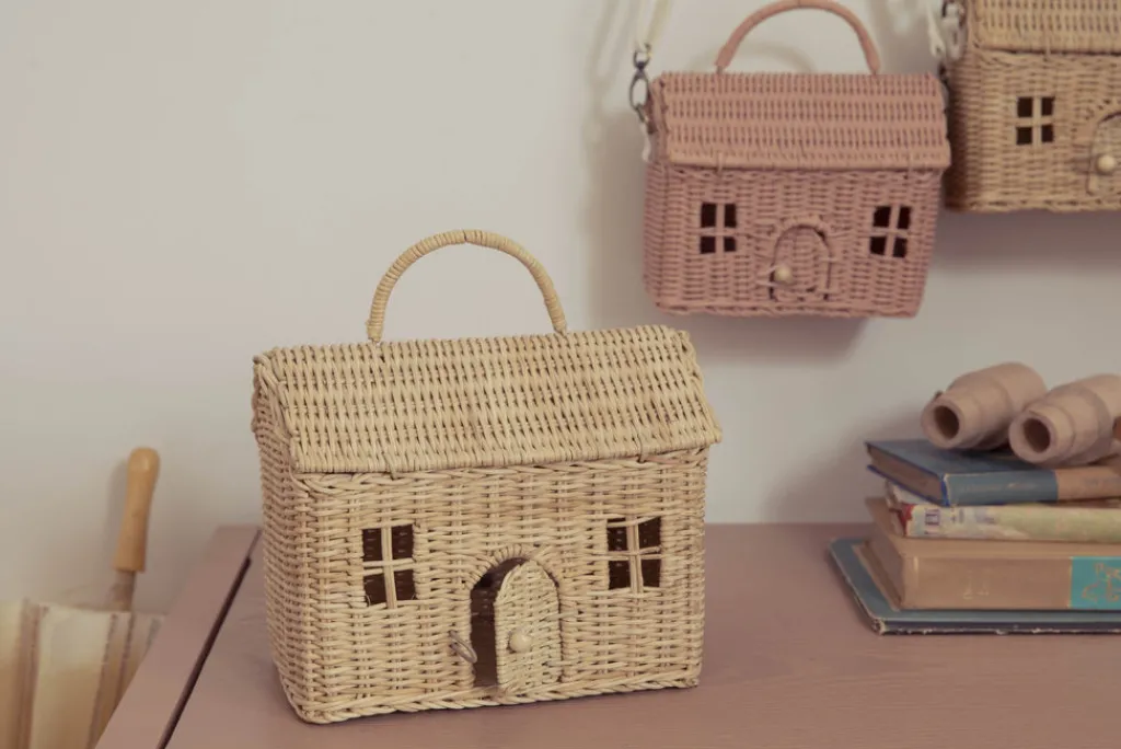 Olli Ella Rattan Casa Clutch - Straw - Hot