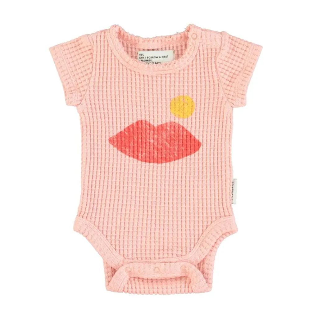 Piupiuchick Romper met korte mouwen - Lichtroze met lippen - New