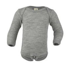 Engel Natur Romper met lange mouwen in wol & zijde mix - Light Grey Melange - Discount