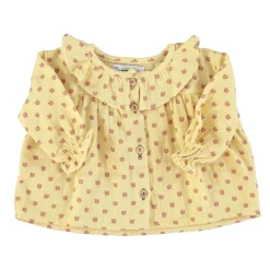 Piupiuchick Round collar shirt - light yellow with flowers - Best