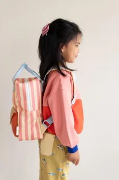 Sticky Lemon Rugzak medium - Wonders Envelope Stripes Coral Pink + Sandy yellow - Sale