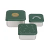 Lässig Snackdoosjes stainless steel - set van 3 - Happy Rascals - Smile Green - Best