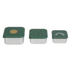 Lässig Snackdoosjes stainless steel - set van 3 - Happy Rascals - Smile Green - Best