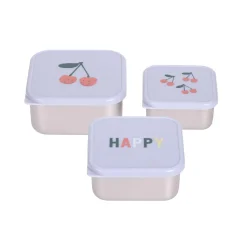 Lässig Snackdoosjes stainless steel - set van 3 - Happy Fruits - Cherry - Best