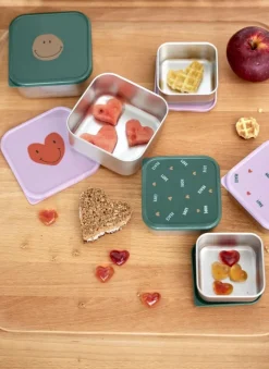 Lässig Snackdoosjes stainless steel - set van 3 - Happy Rascals - Heart Lavender - Sale