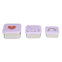 Lässig Snackdoosjes stainless steel - set van 3 - Happy Rascals - Heart Lavender - Sale