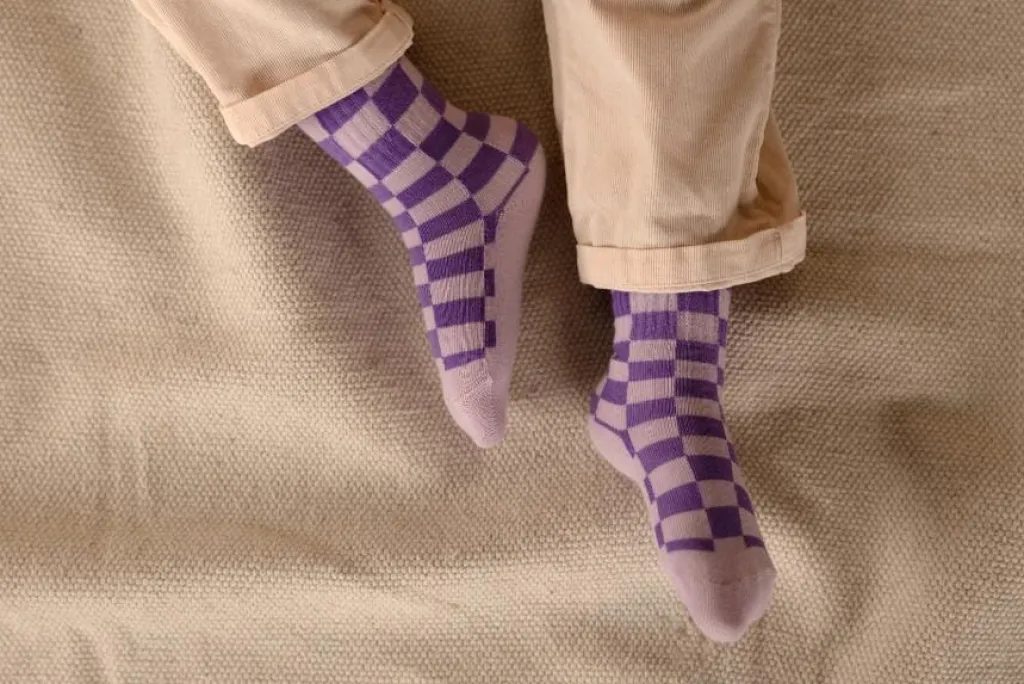 Nixnut Sokken - Checkered Purple - Discount