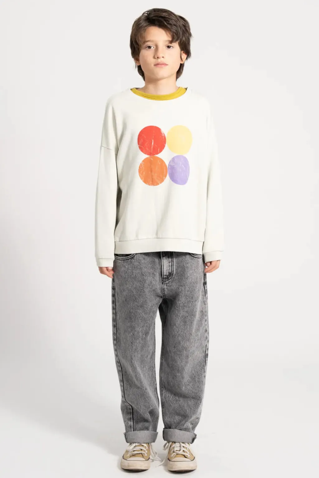 Piupiuchick Sweater - Ecru met multikleur print met cirkels - Sale