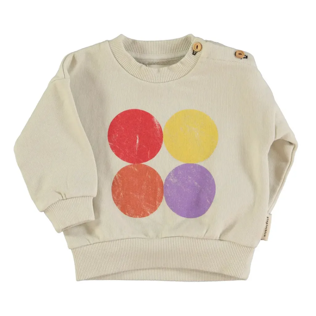 Piupiuchick Sweater - Ecru met multikleur print met cirkels - Sale