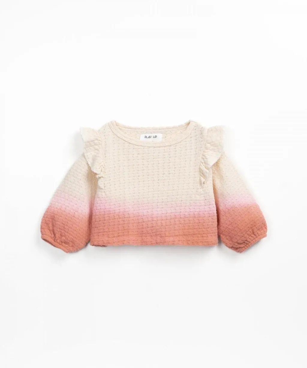 Play Up Sweater met degradé en volant - Coral -