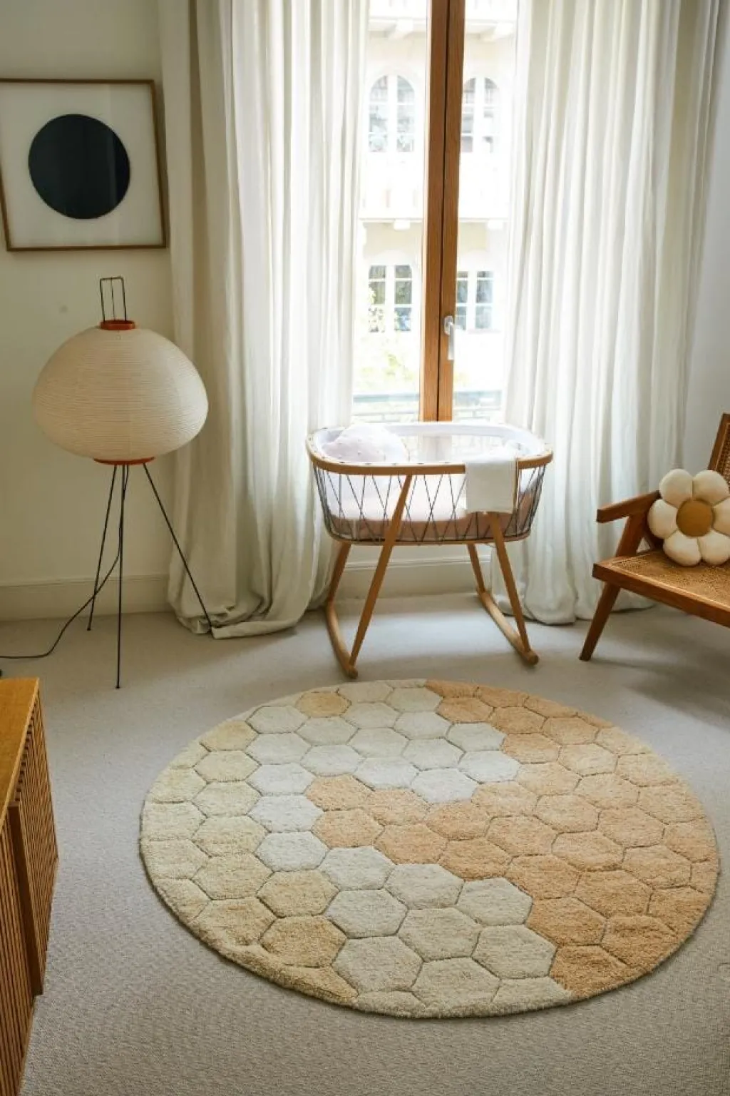 Lorena Canals Tapis rond lavable Honeycomb - Golden - Outlet