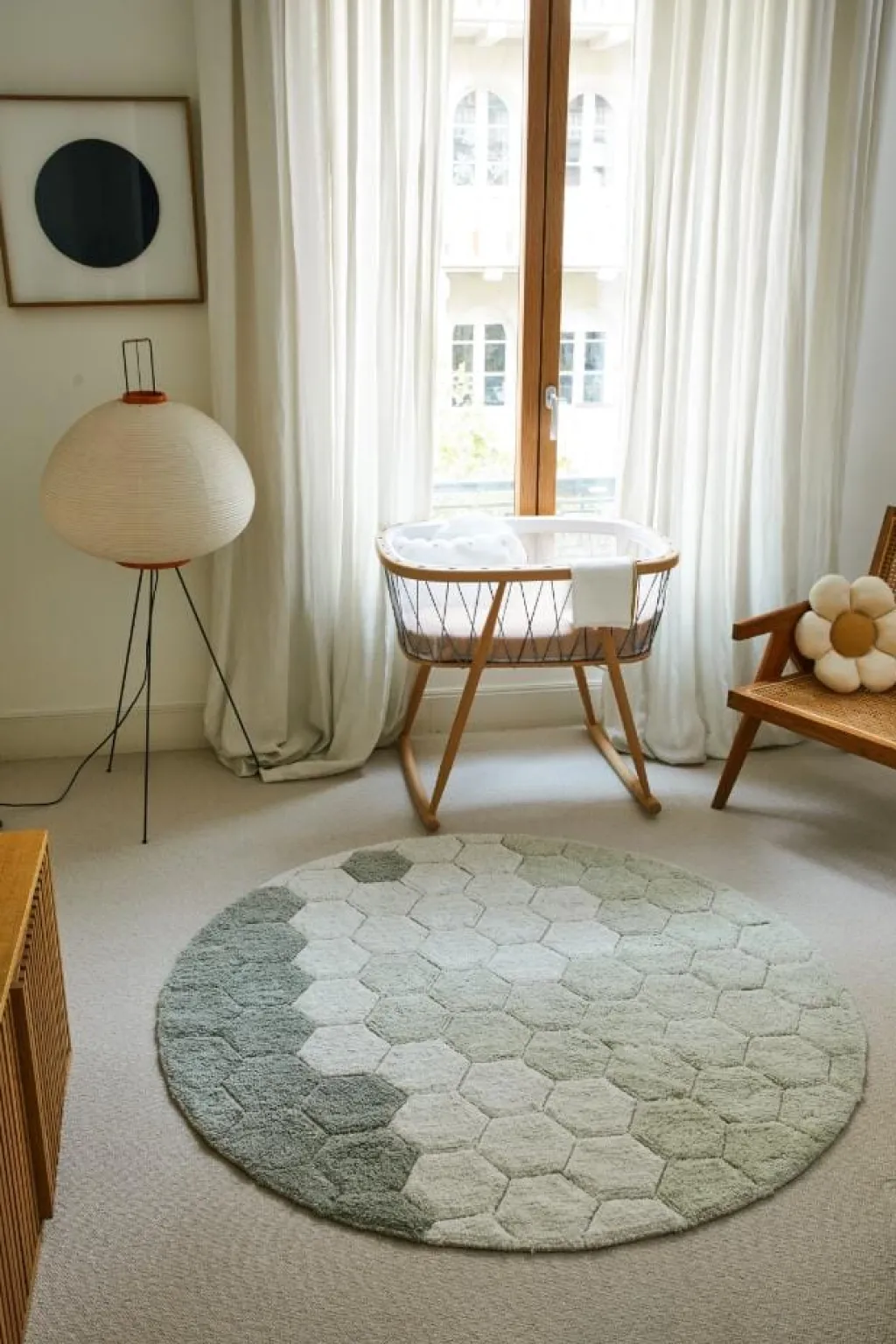 Lorena Canals Tapis rond lavable Honeycomb - Blue Sage - Best