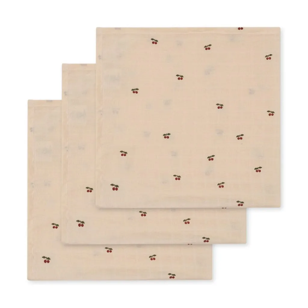 Konges Slojd Tetradoeken 3 pack muslin cloth - Cherry - New