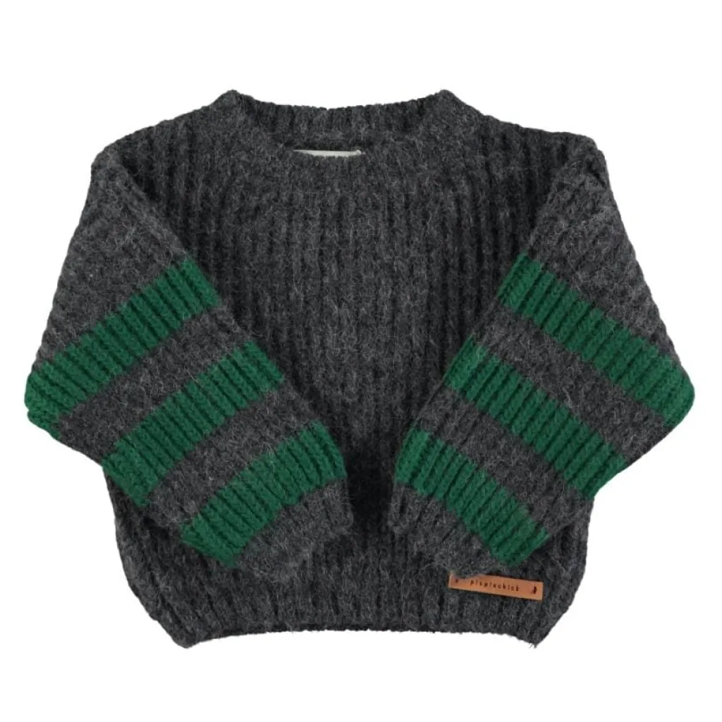 Piupiuchick Trui - Grey & Green stripes - Online