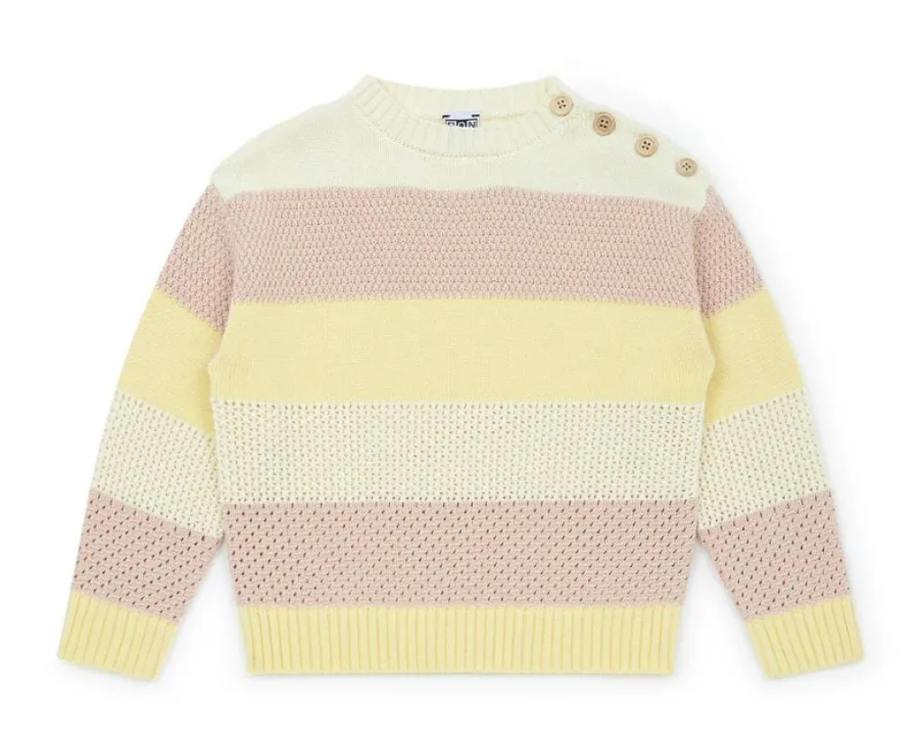 Bonton trui met streepjes - multi pistache - Online