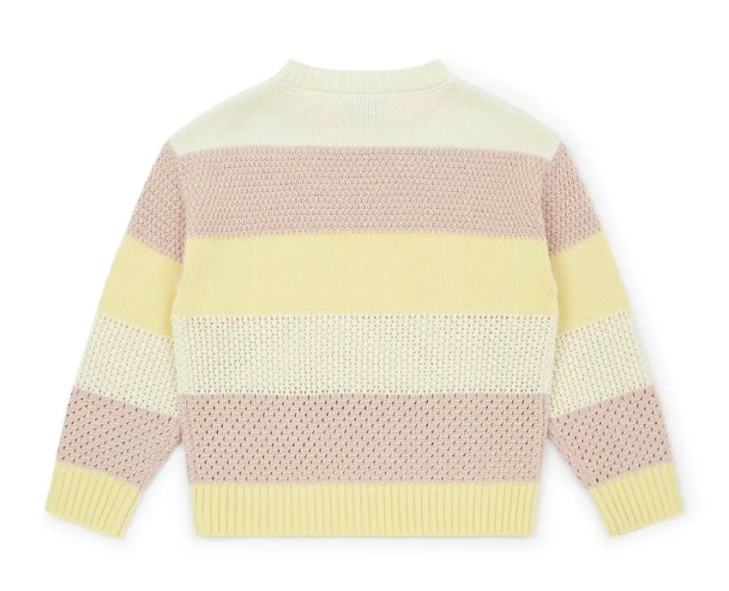 Bonton trui met streepjes - multi pistache - Online