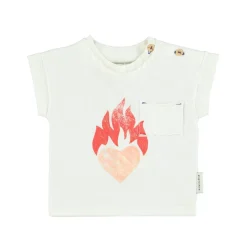 Piupiuchick T-shirt - ecru met hartjesprint - New