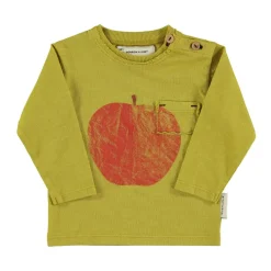 Piupiuchick T-shirt met lange mouwen - Olijfgroen met appelprint -