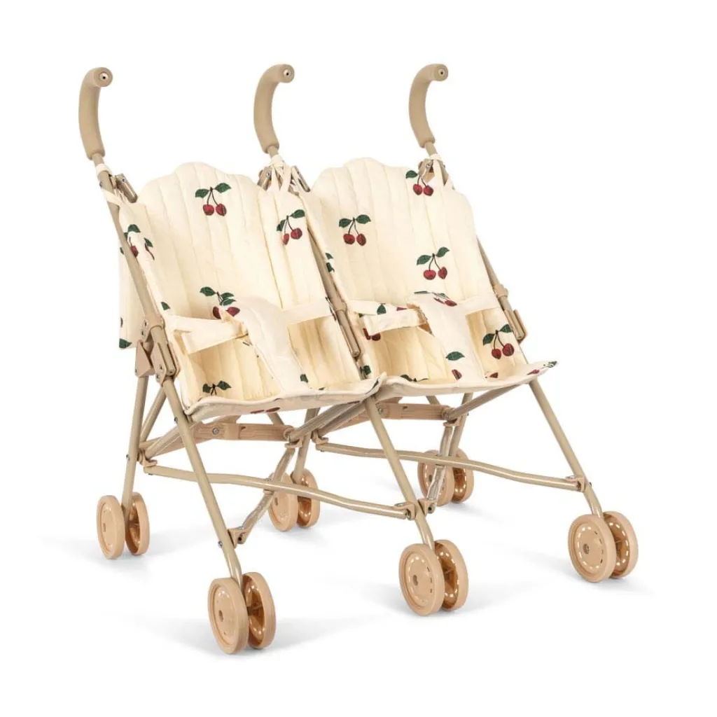 Konges Slojd Twin doll stroller - Ma grande cerise poppenwagen - Clearance