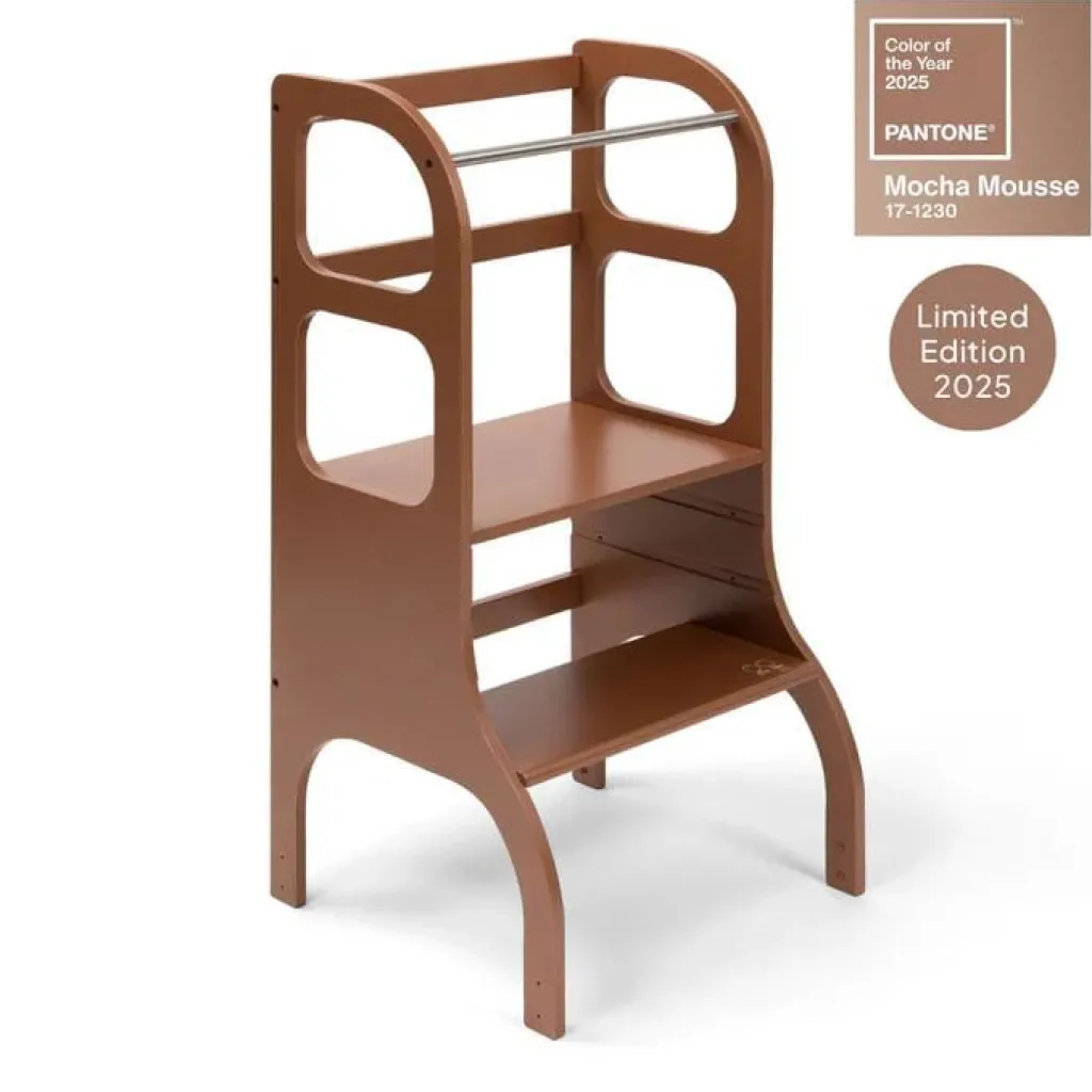 Ette Tete Verstelbare houten leertoren Step up! - Mocha Mousse - Sale