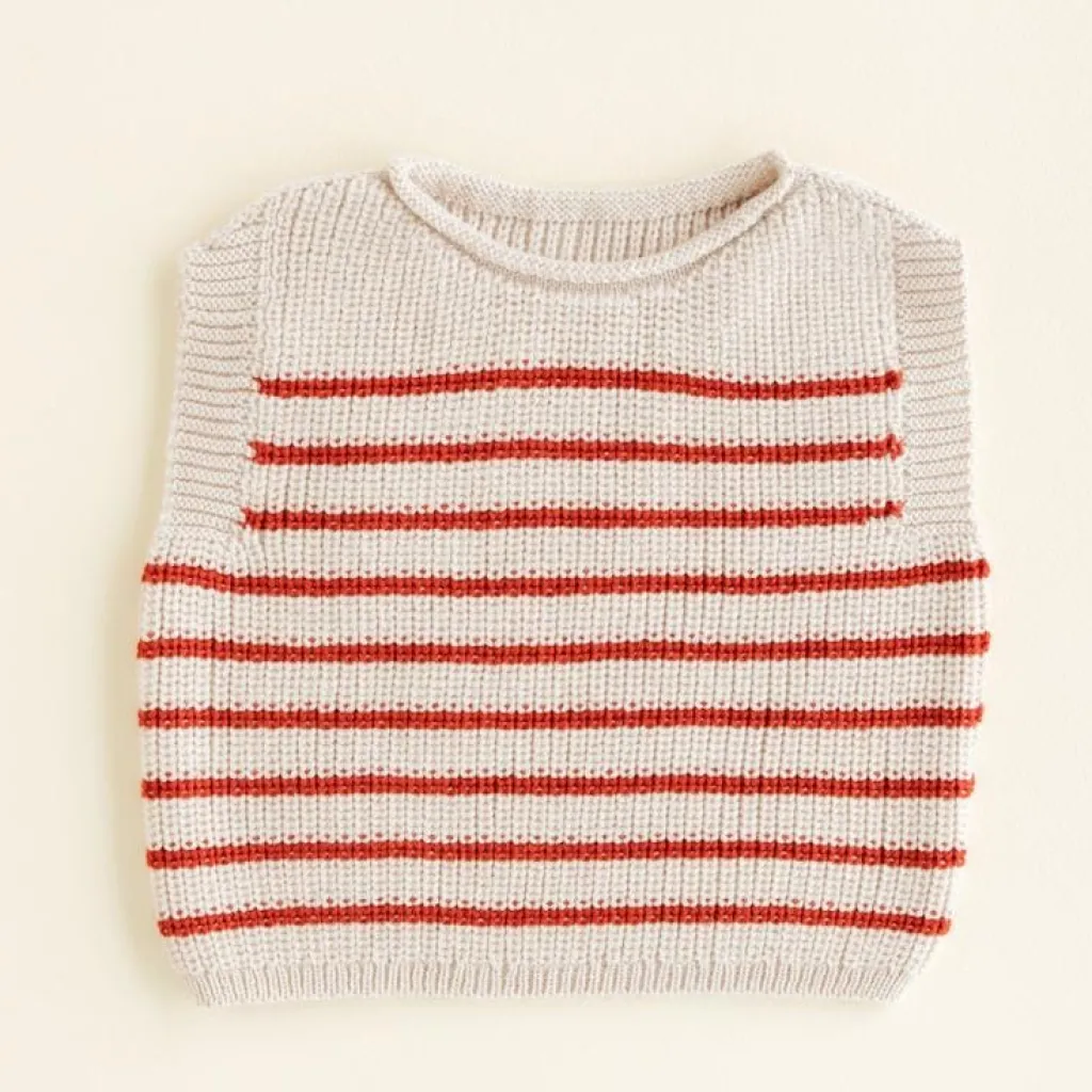 Hvid Vest Harvey Baby - Cream / Red - Outlet